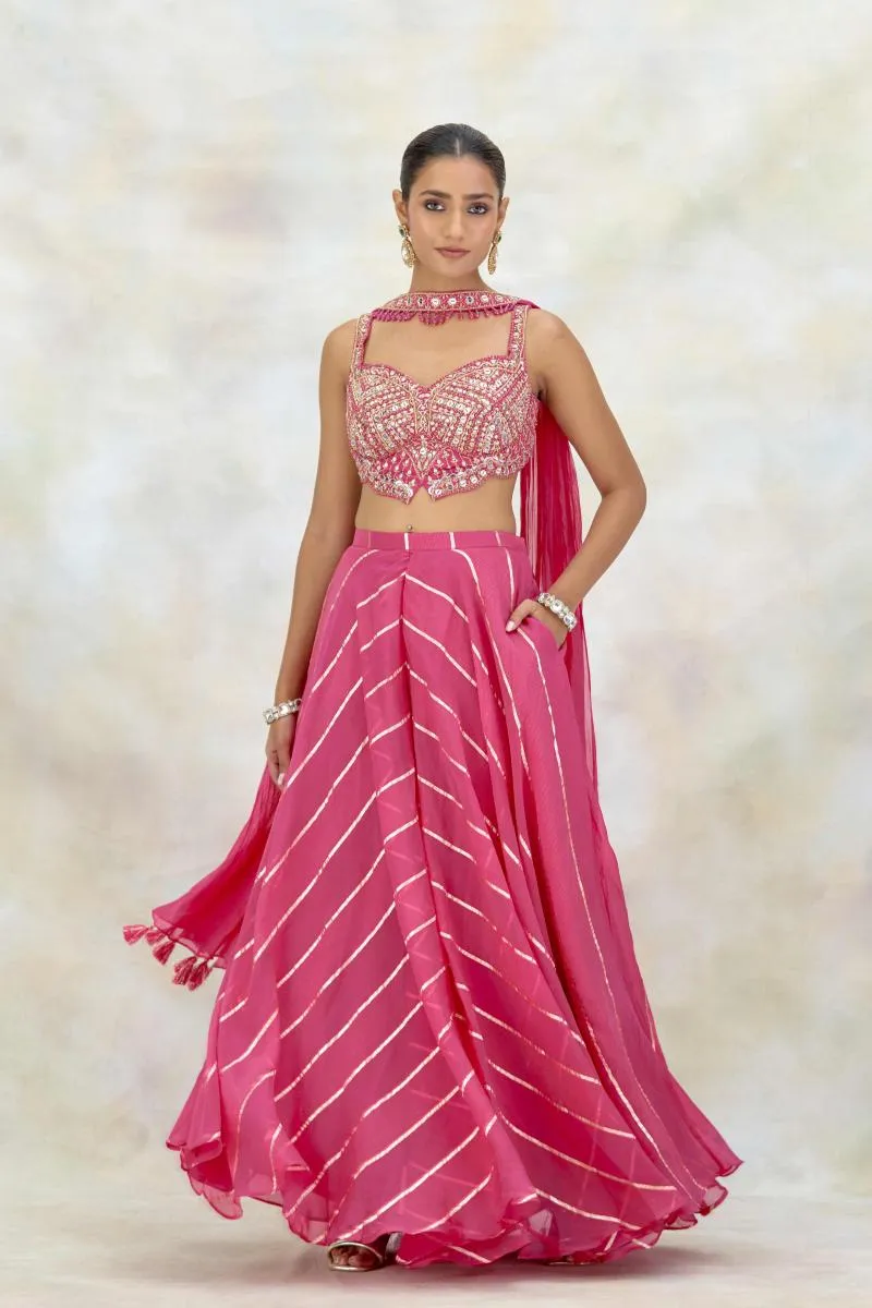 Rani Pink Organza Sharara Set