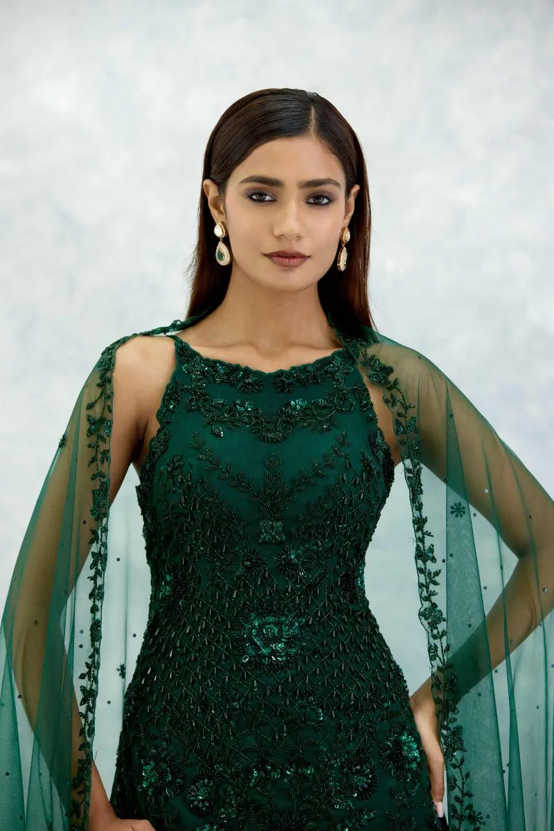 Forest Green Georgette Co-ord Set