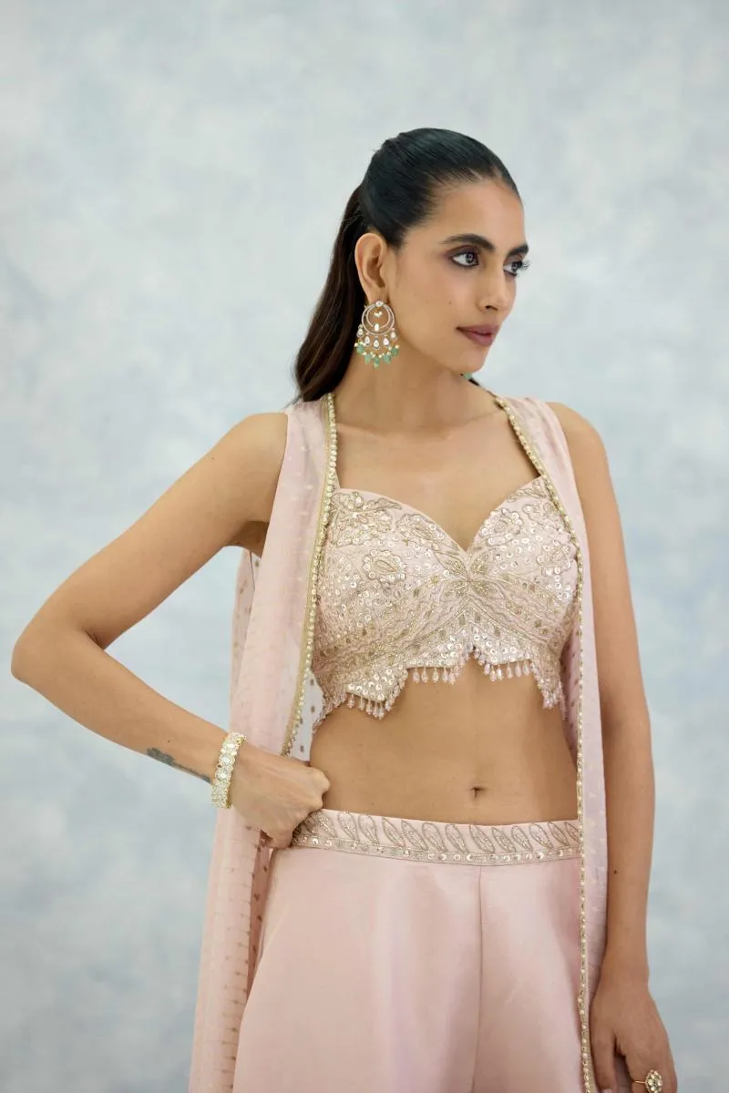 Powder Pink Silk Sharara Set