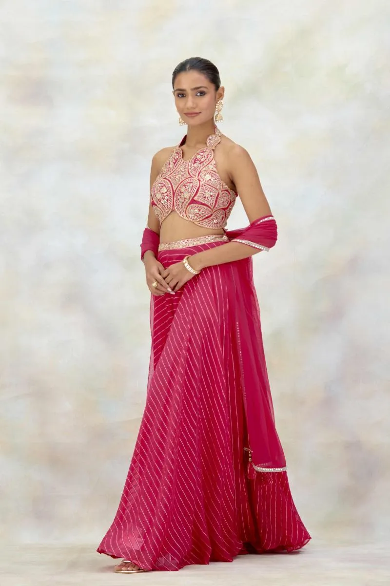 Fuchsia Pink Organza Sharara Set
