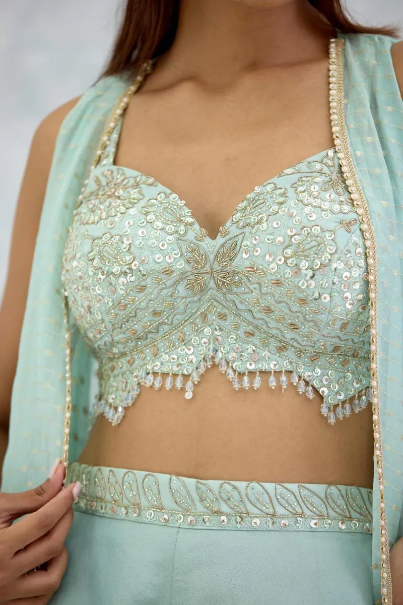 Powder Blue Silk Sharara Set