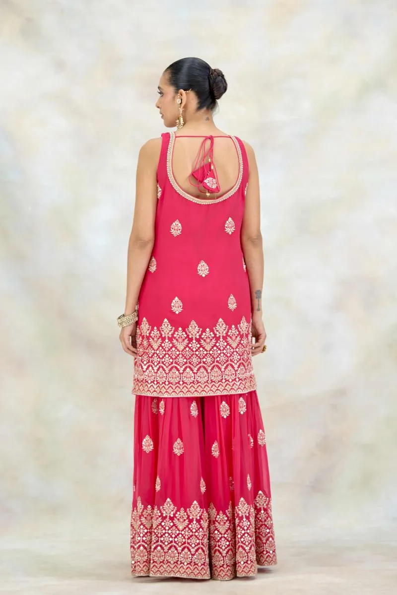 Fuchsia Pink Georgette Garara Set