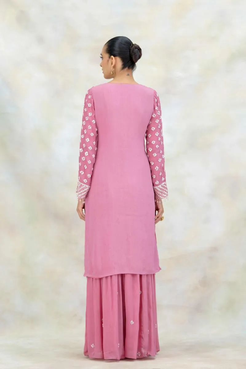 Blush Pink Crepe Garara Set