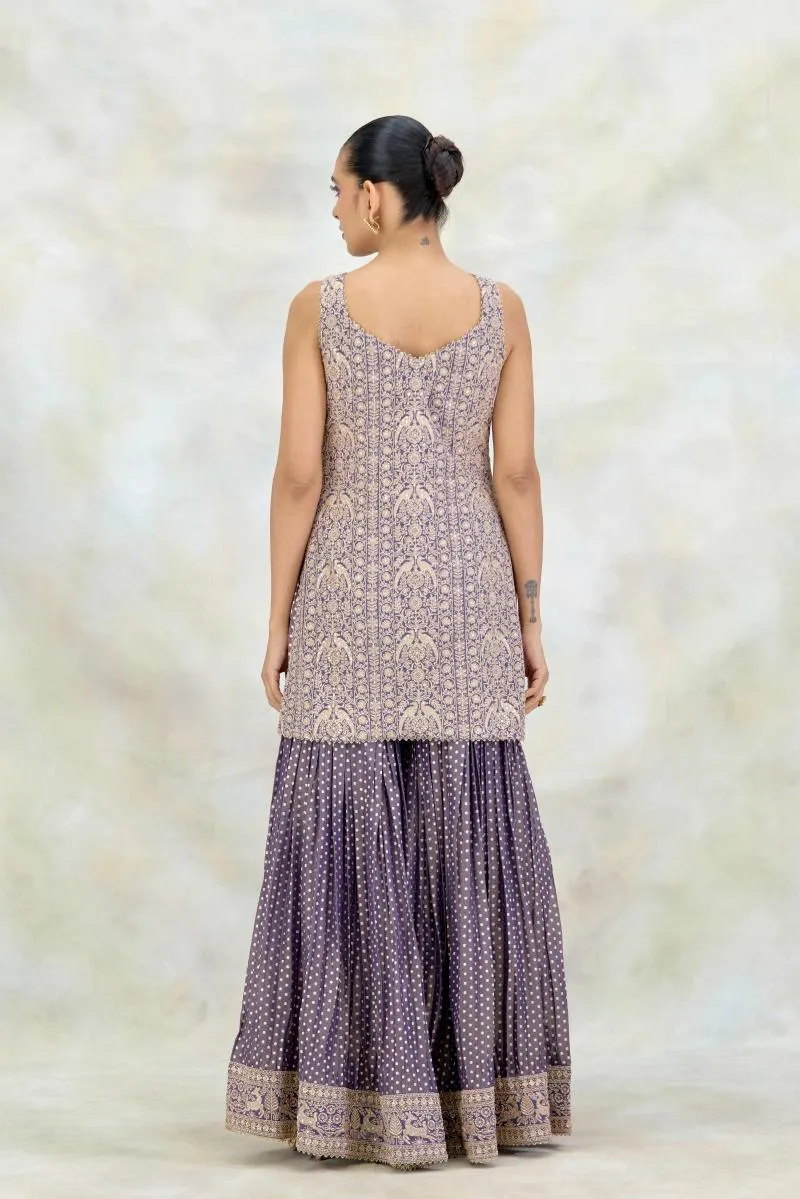 Purple Tissue Georgette Garara Set