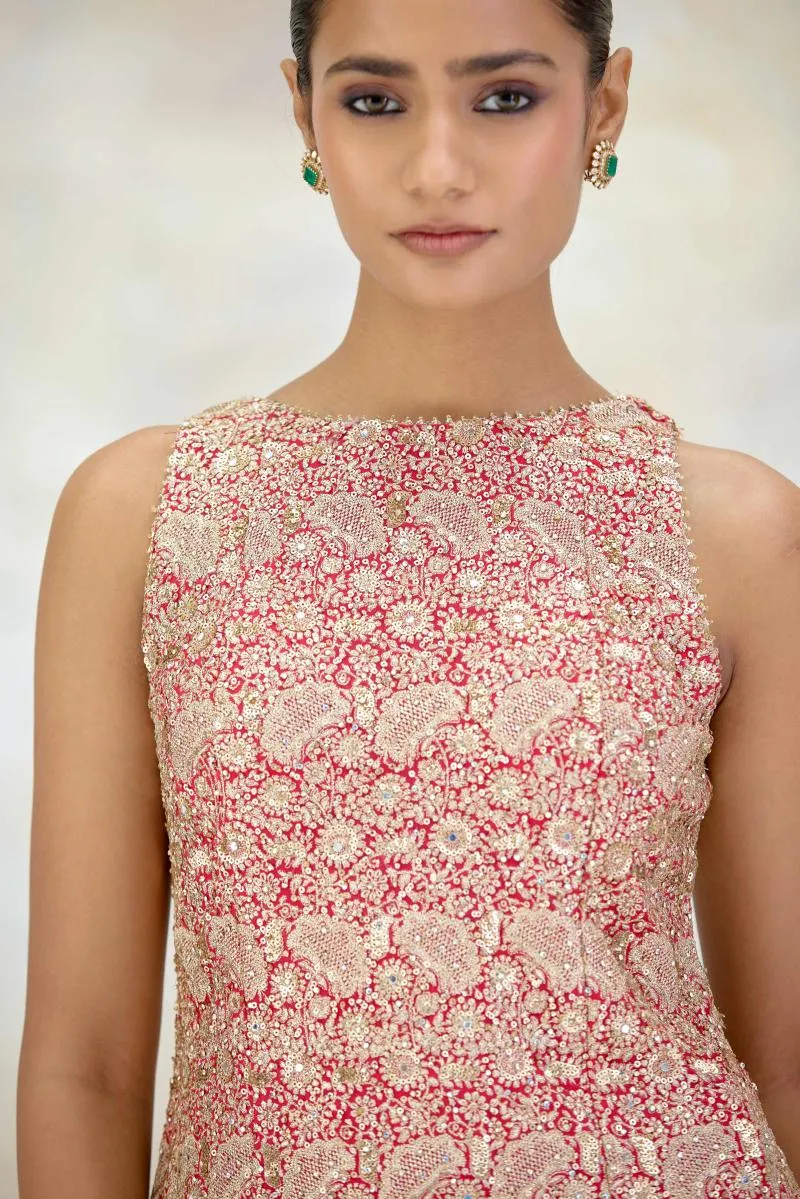 Coral Silk Garara Set