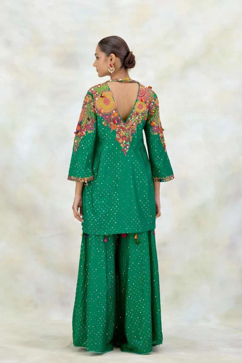Emerald Green Silk Garara Set