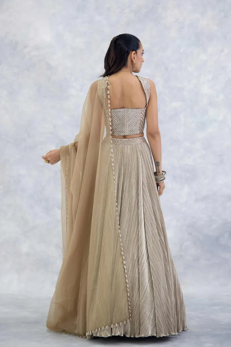 Gold Lycra Lehenga Set