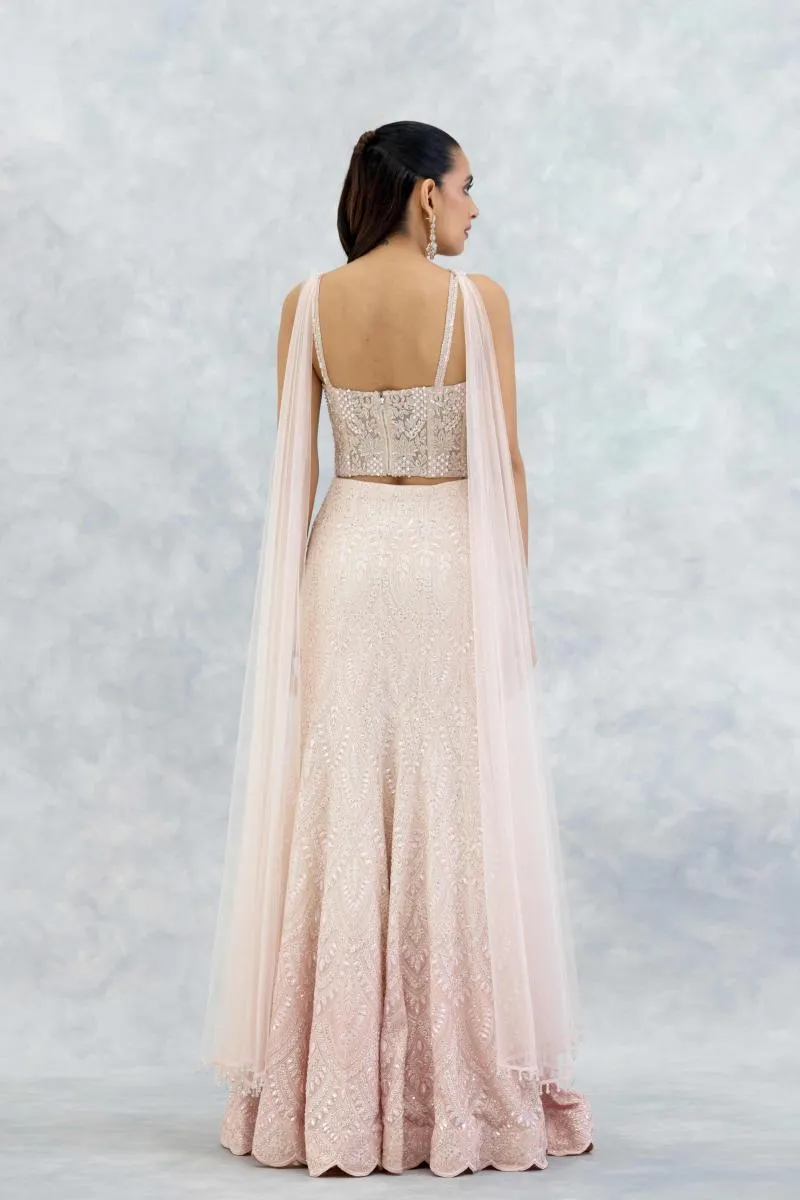 Coral Blush Georgette Lehenga Set