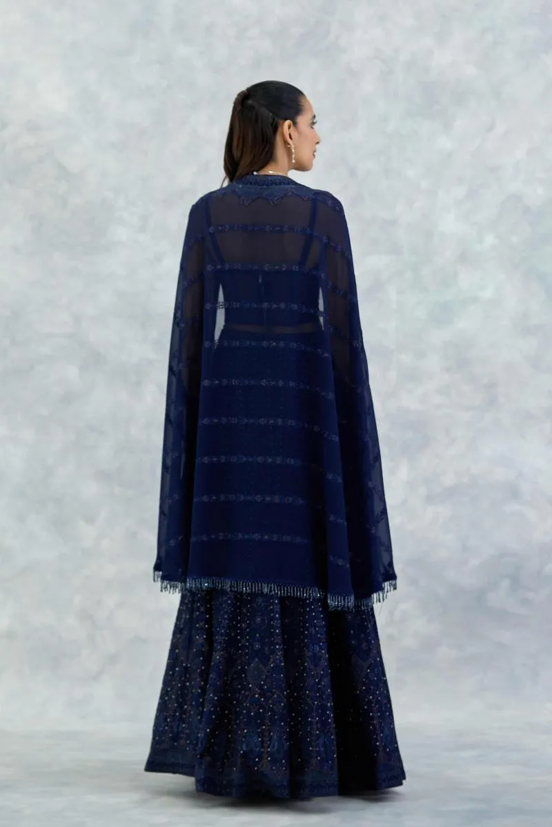 Midnight Blue Georgette Lehenga Set