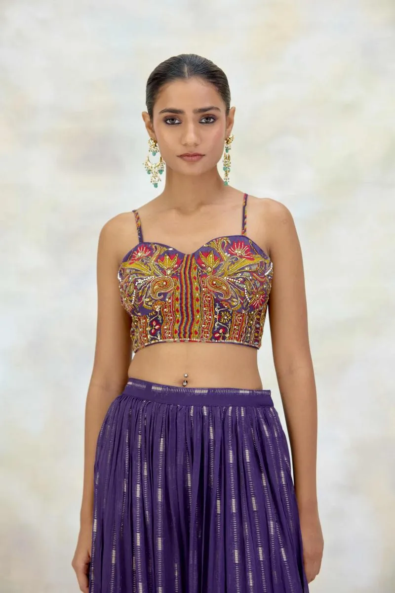 Royal Purple Chiffon Sharara Set