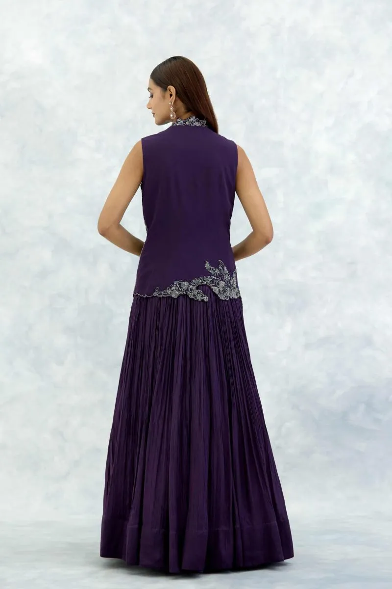 Dark Purple Chiffon Lehenga Set