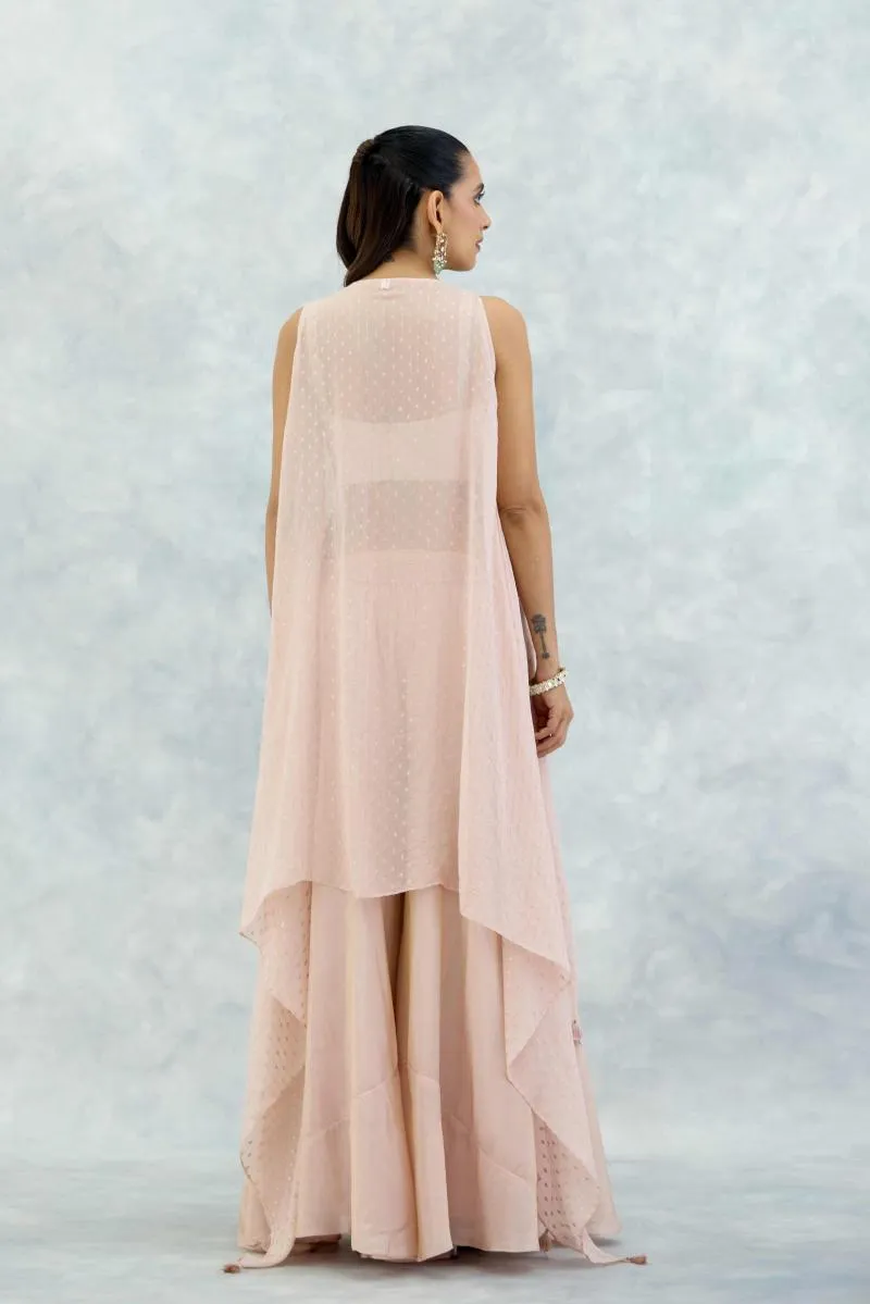 Powder Pink Silk Sharara Set