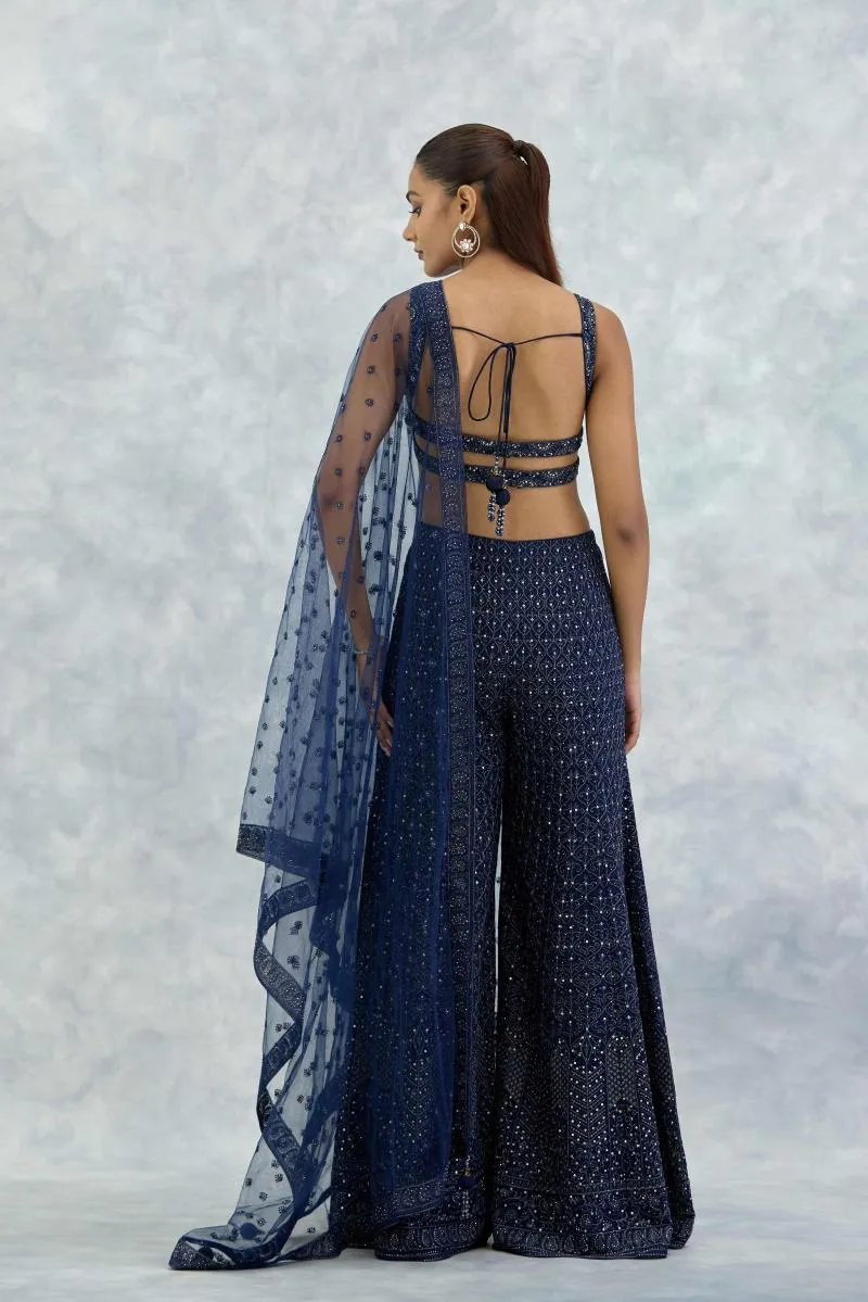 Electric Blue Georgette Sharara Set