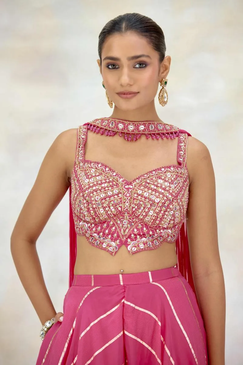 Rani Pink Organza Sharara Set