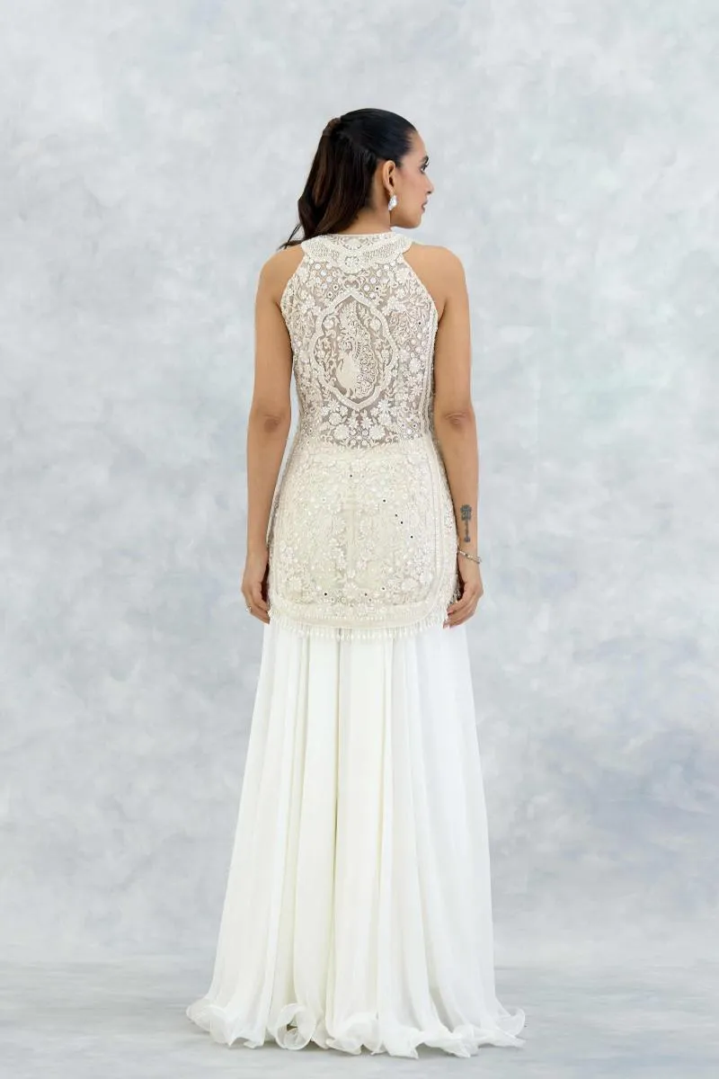 Ivory Georgette Sharara Set