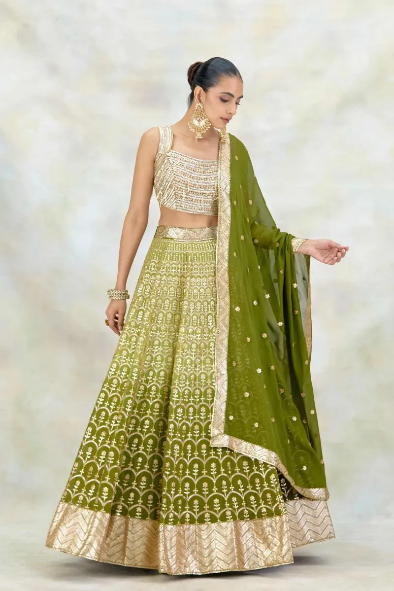 Fern Green Georgette Lehenga Set