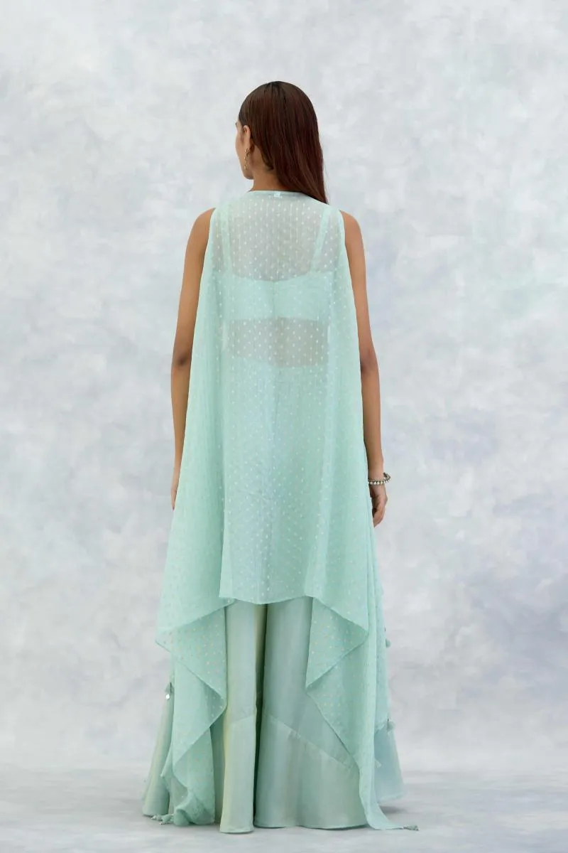 Powder Blue Silk Sharara Set