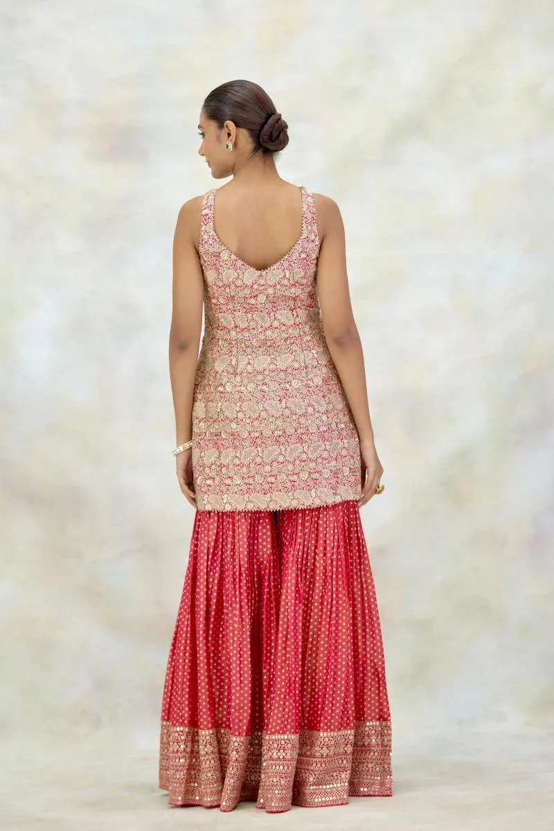 Coral Silk Garara Set