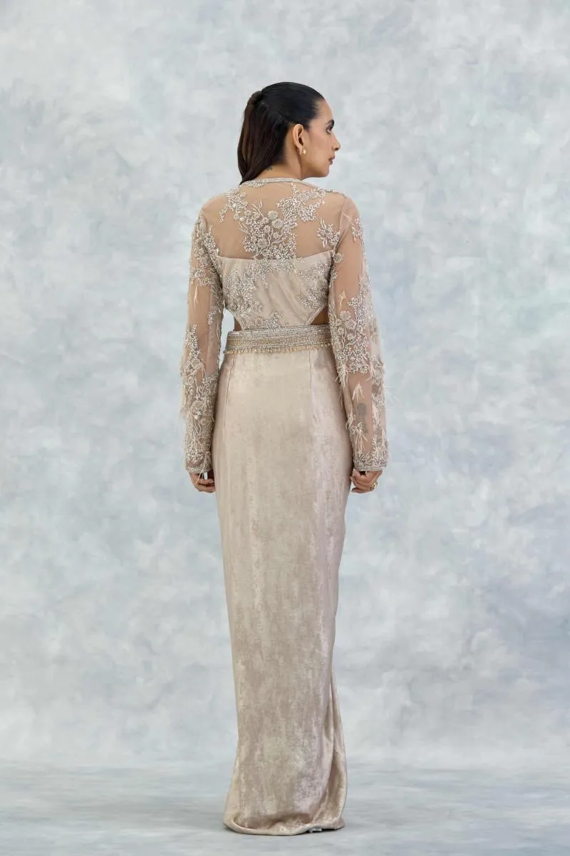 Champagne Gold Georgette Net Gown