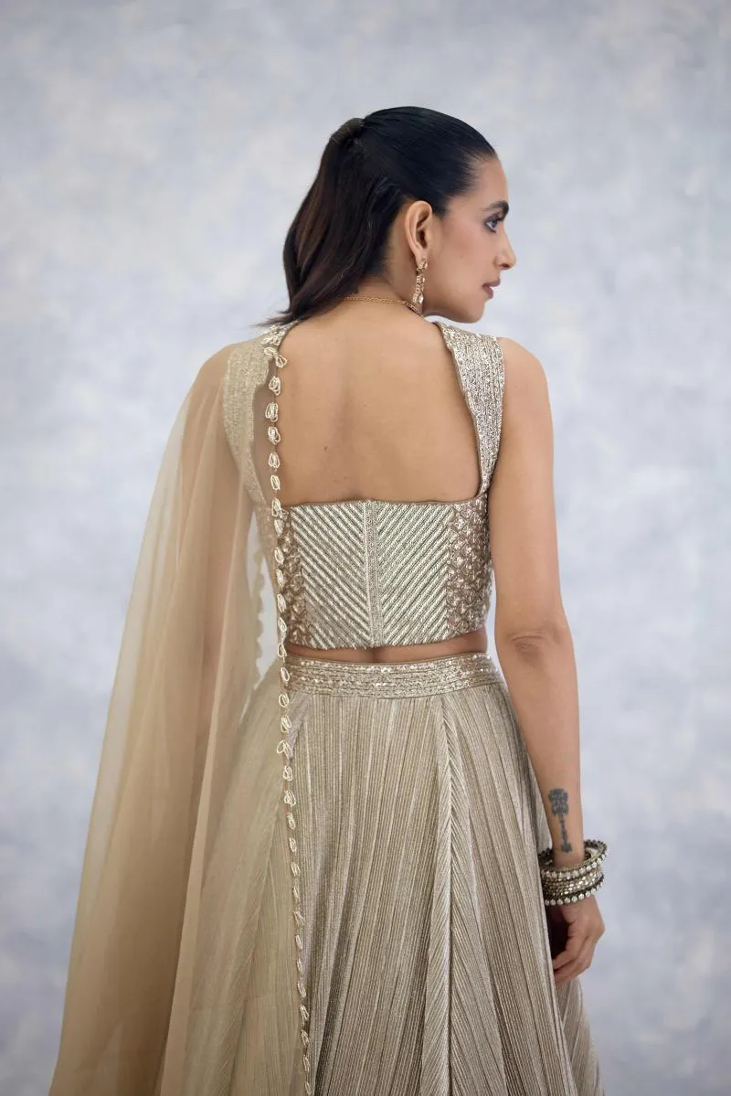 Gold Lycra Lehenga Set