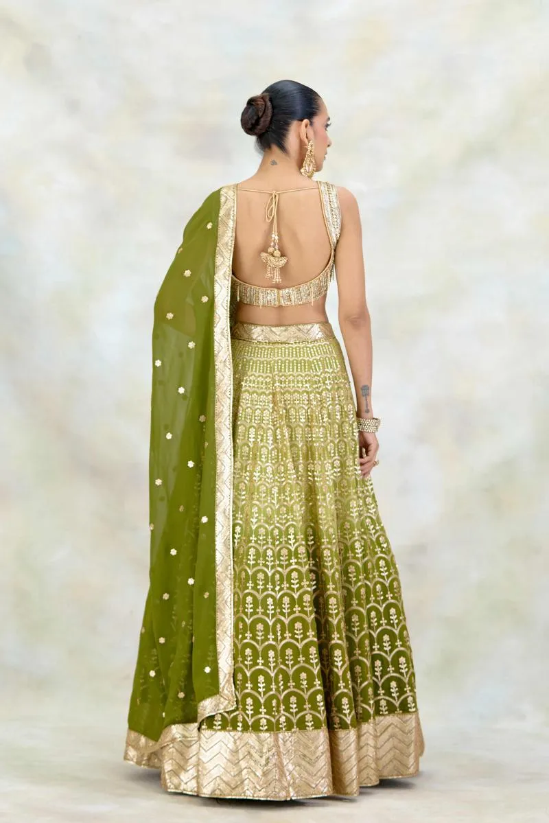 Fern Green Georgette Lehenga Set