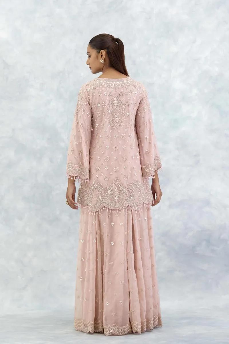 Dusty Pink Organza Sharara Set