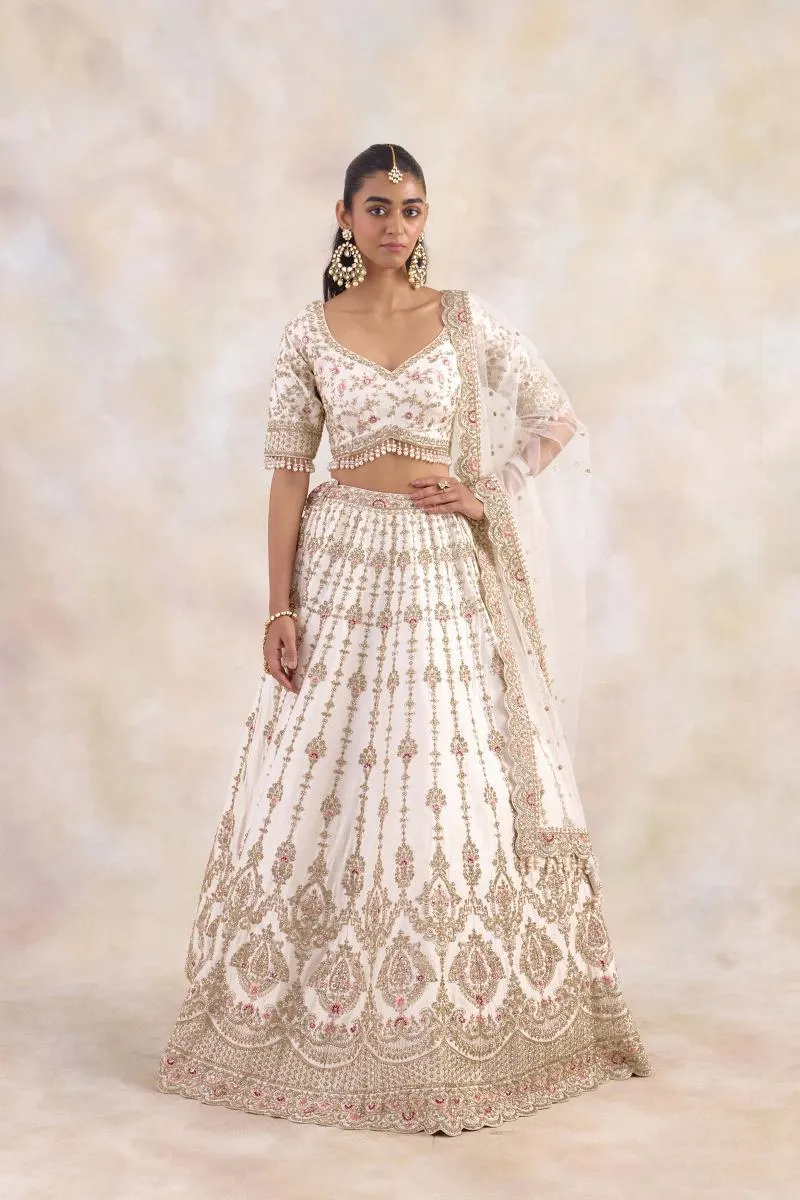 Albescent White Silk Lehenga Set