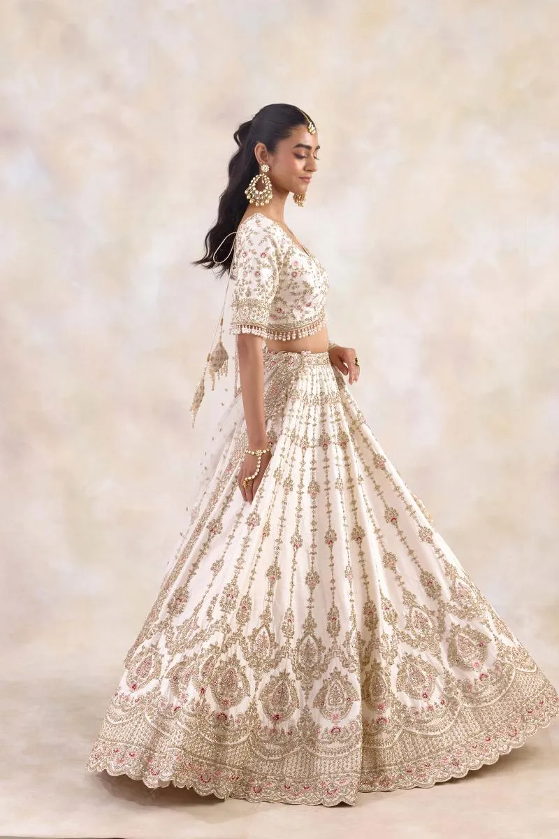 Albescent White Silk Lehenga Set