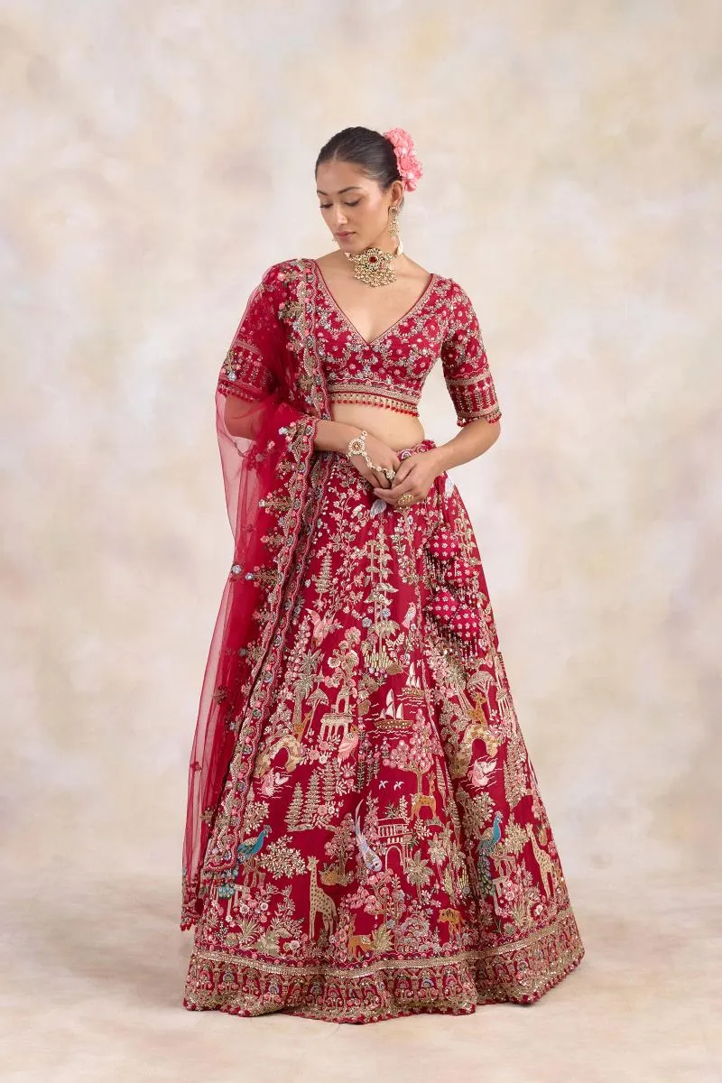 Maroon Silk Lehenga Set