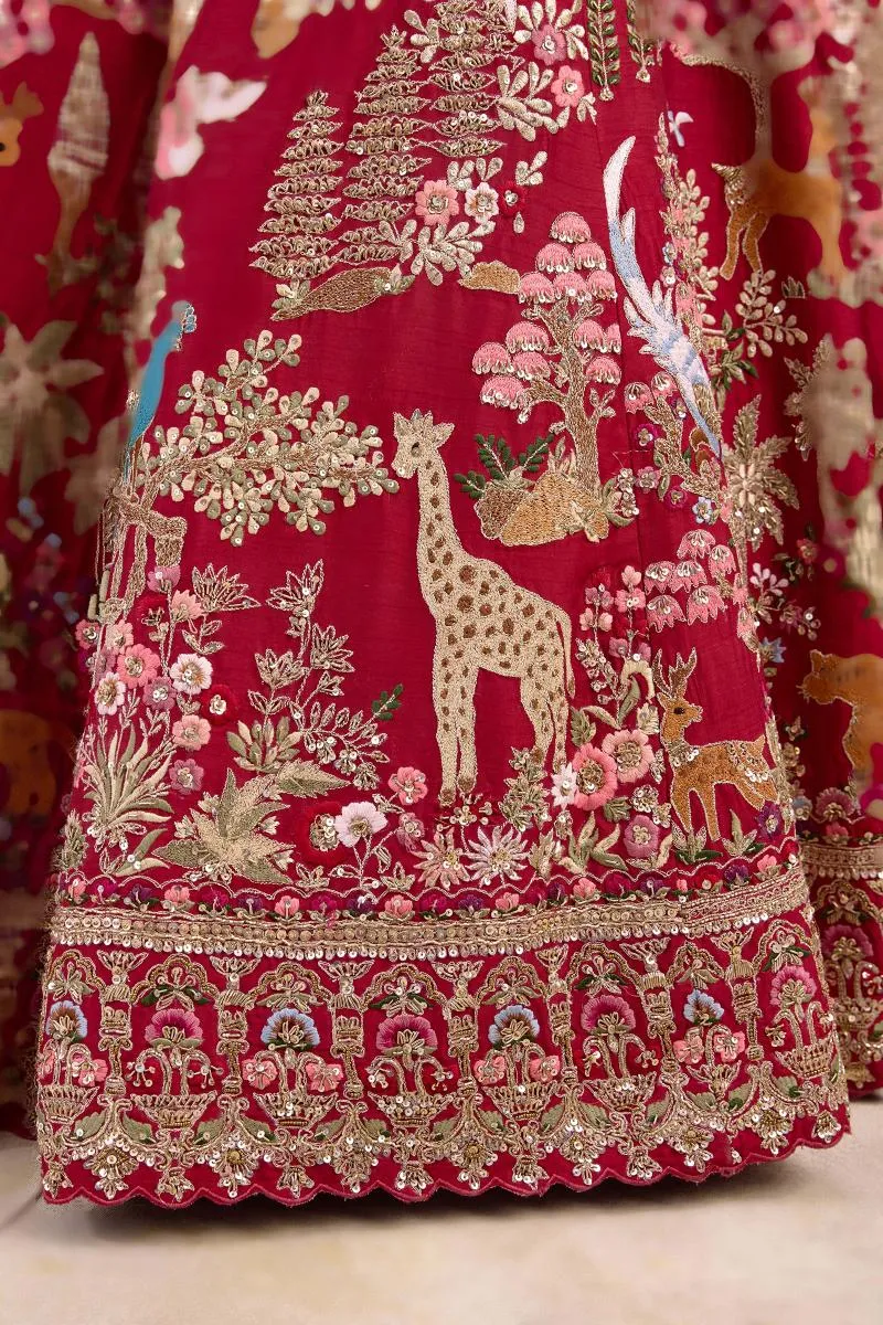 Maroon Silk Lehenga Set