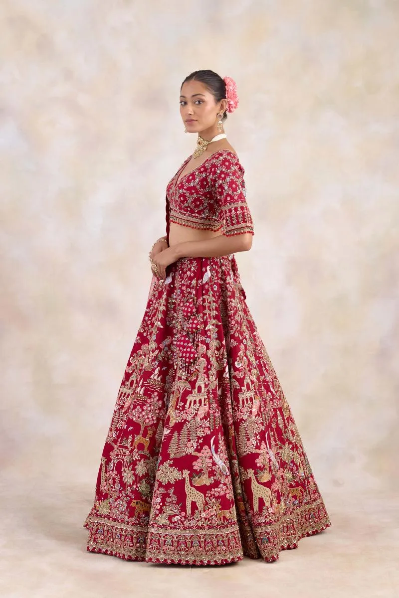 Maroon Silk Lehenga Set