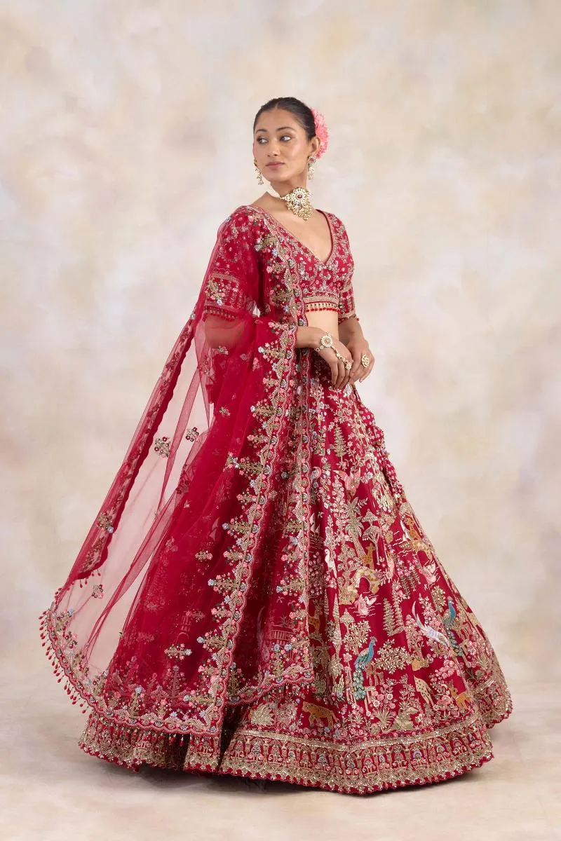 Maroon Silk Lehenga Set