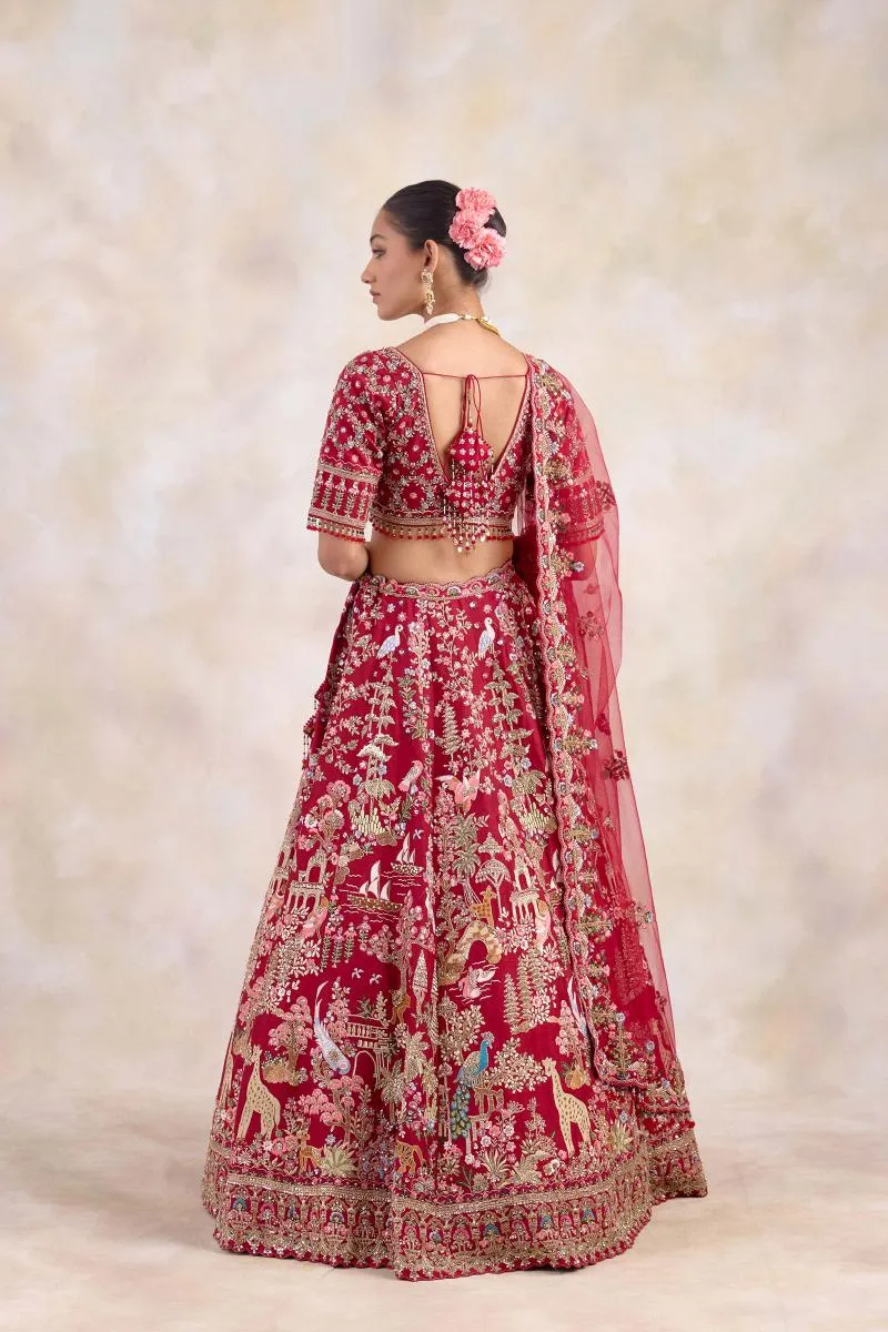 Maroon Silk Lehenga Set