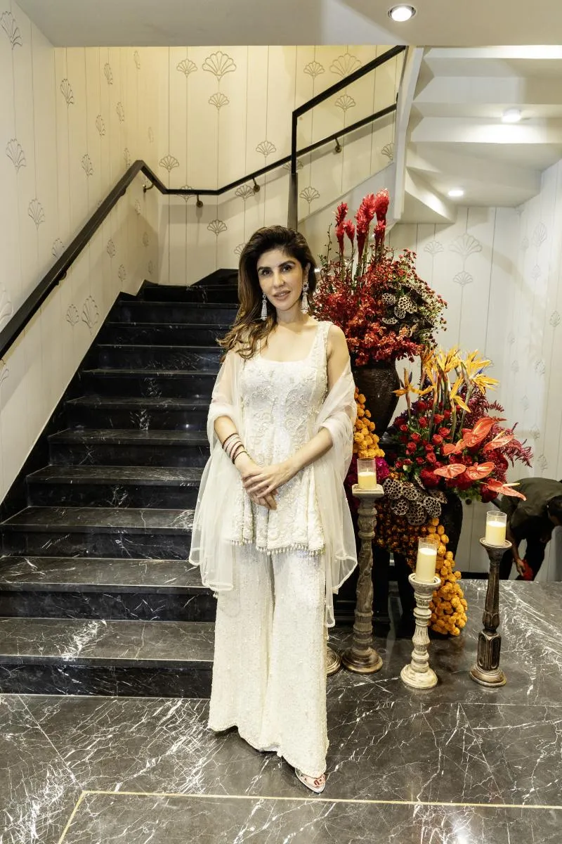 Ivory Georgette Sharara Set