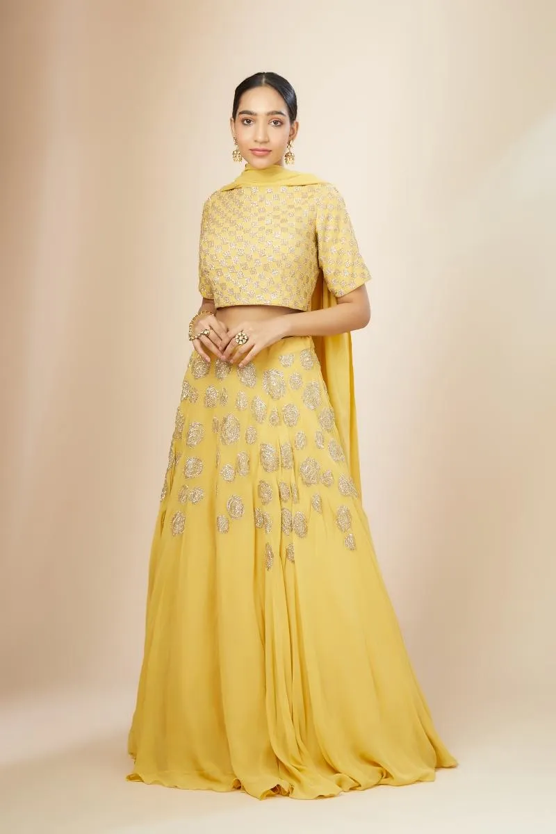 Yellow Georgette Lehenga set