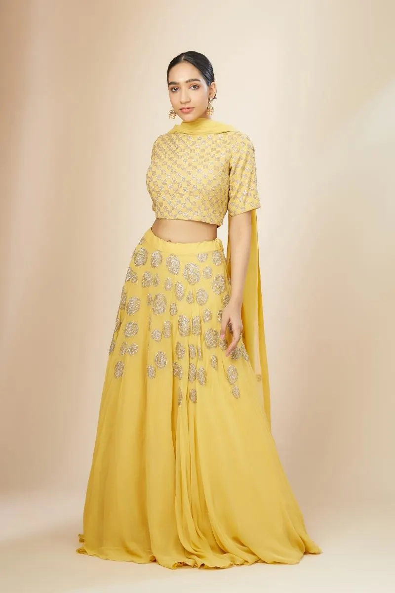 Yellow Georgette Lehenga set
