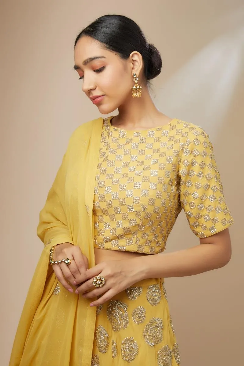 Yellow Georgette Lehenga set