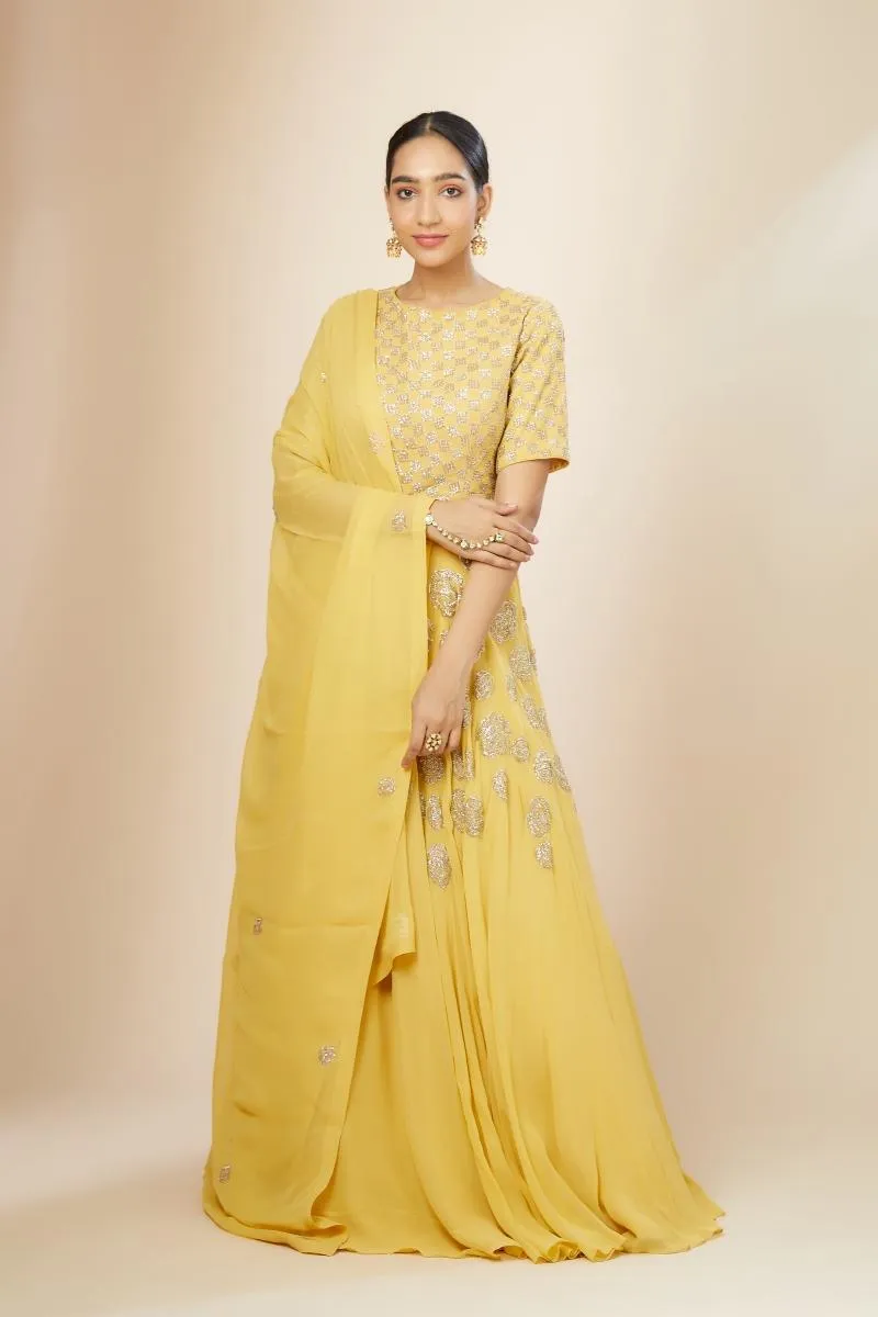 Yellow Georgette Lehenga set