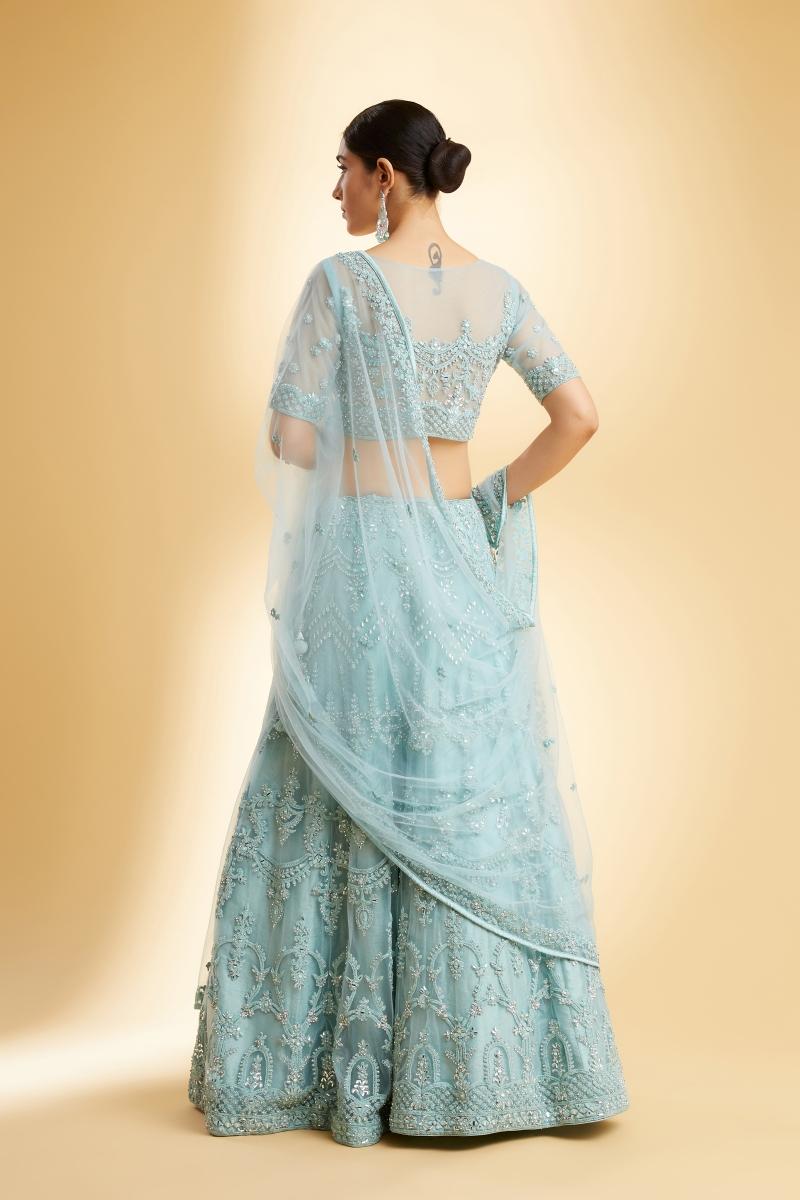 Buy Mint Blue Net Lehenga For Women Online