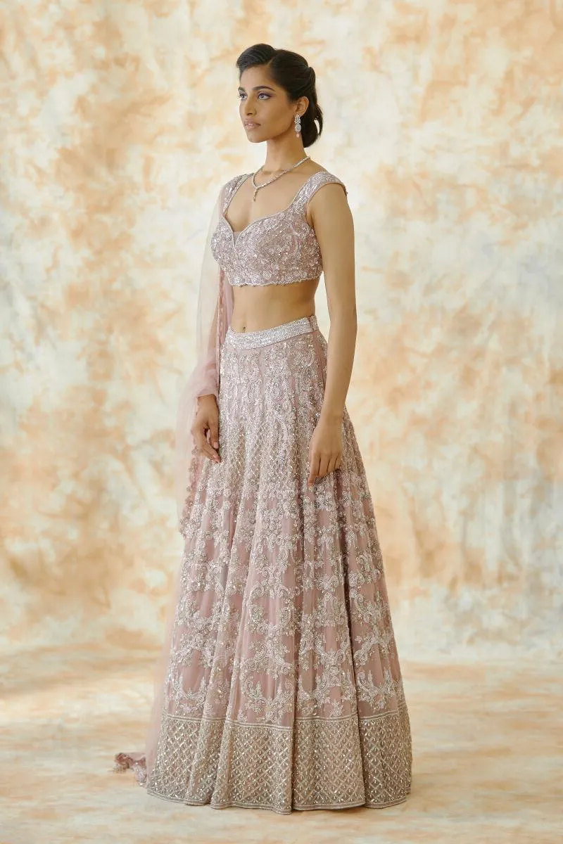 Rose Pink Net Lehenga