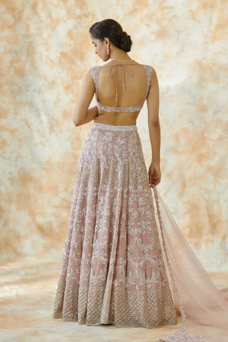 Rose Pink Net Lehenga