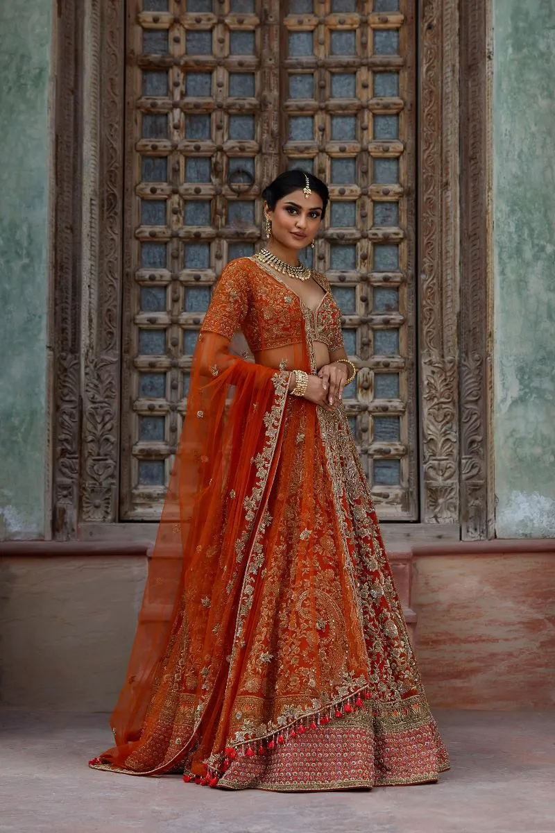 Tangerine Scape Lehenga