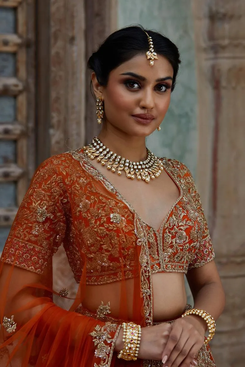 Tangerine Scape Lehenga
