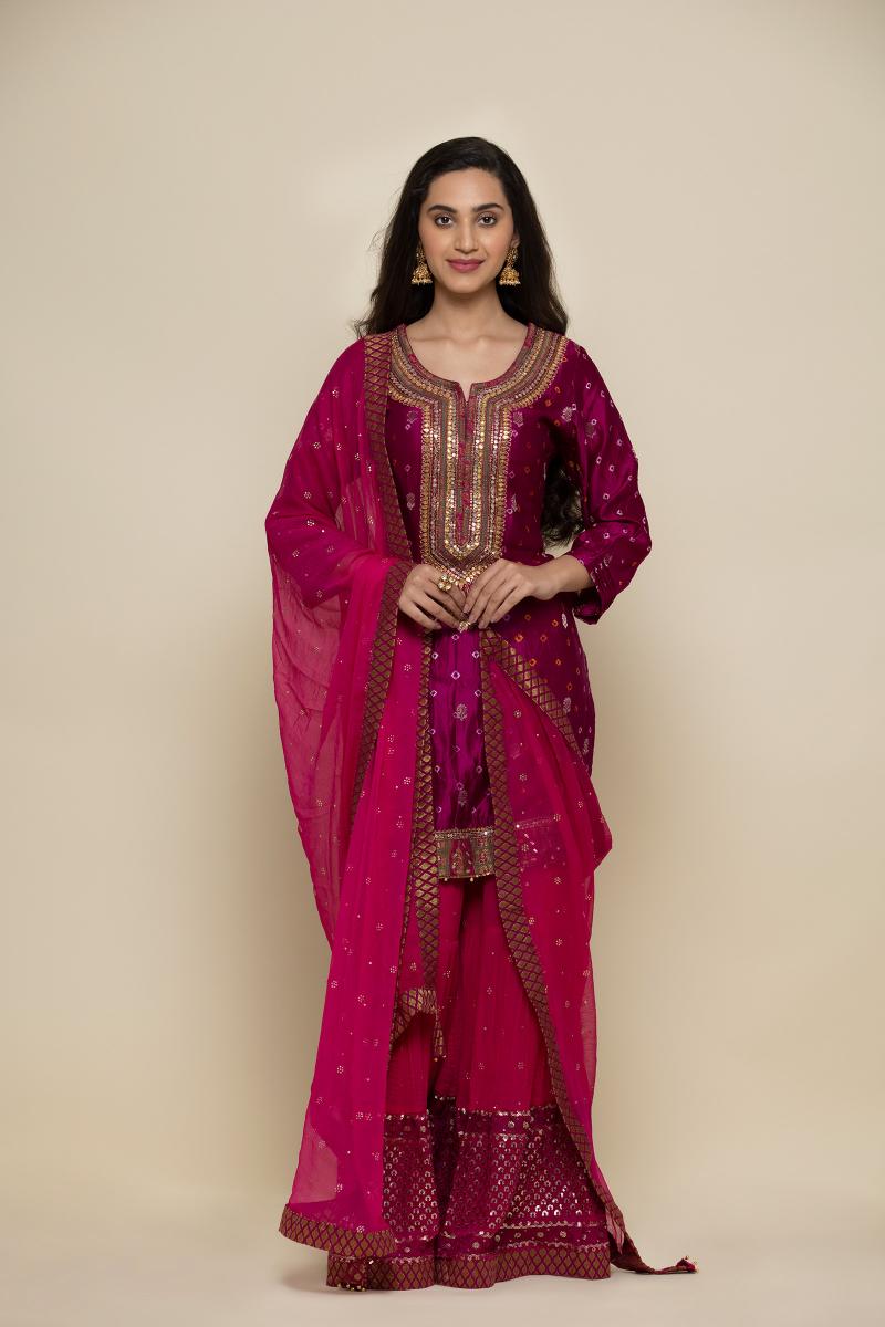 Magenta Kurta with Sharara
