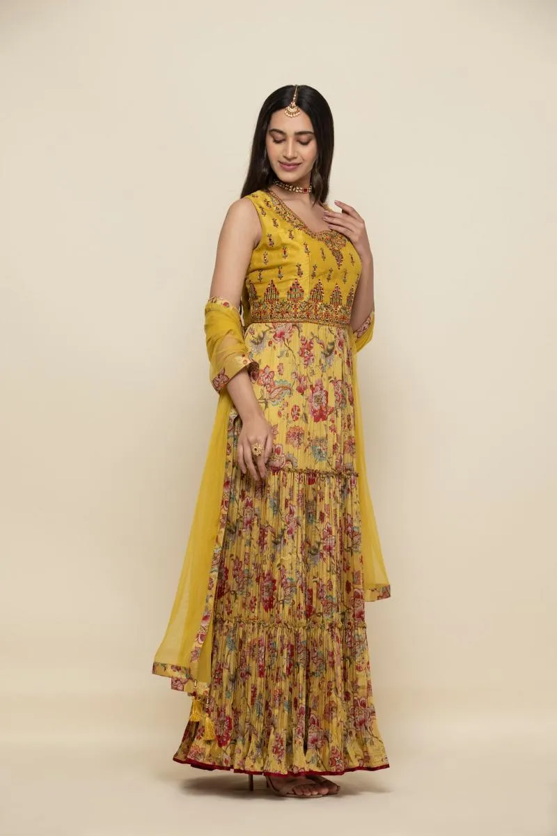 Yellow Delilah Chiffon Anarkali Suit