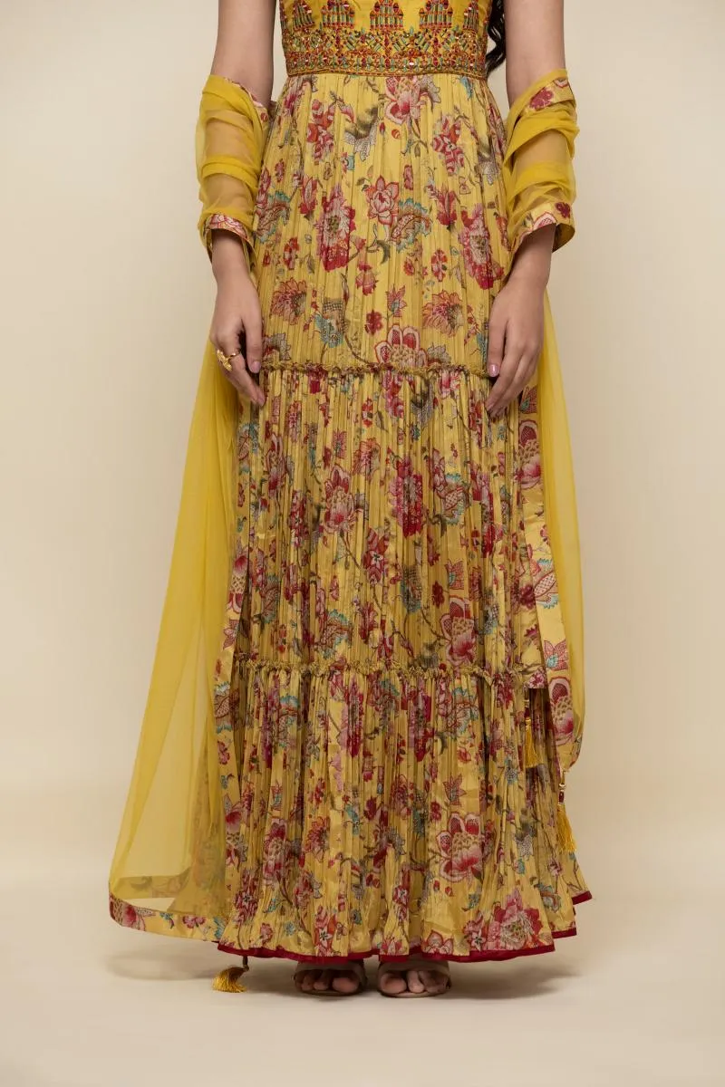 Yellow Delilah Chiffon Anarkali Suit