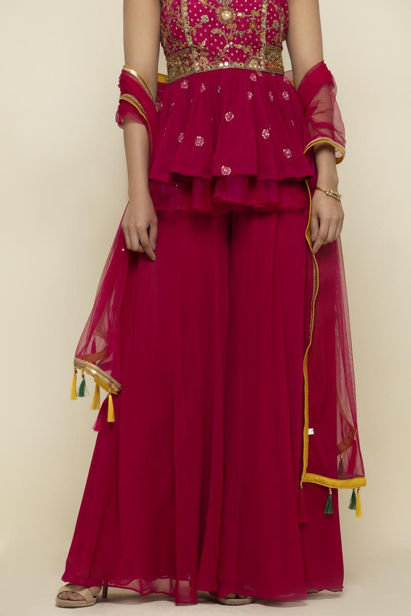 Yellow Poly Georegette Suit Sharara main image 1