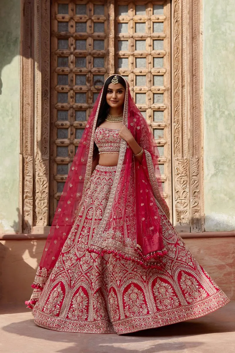 Crimson Red Bridal Lehenga