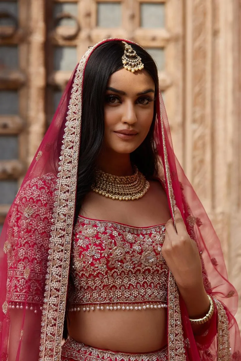 Crimson Red Bridal Lehenga
