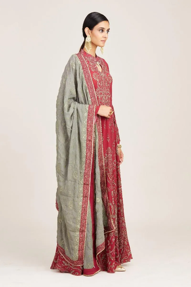 Pink flare sleeve straight kurta set